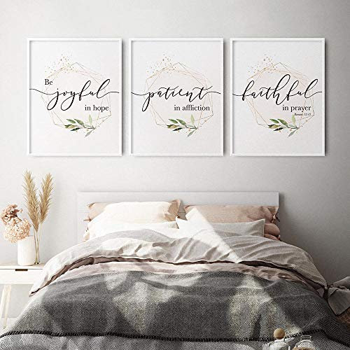 TZZXYXGS Bibel Vers Typografie Christliche Wandkunst 3 Stück Leinwand Gemälde Geometrische Gold Pink Poster Und Drucke Bilder Wohnzimmer Wohnkultur Ungerahmt 40X60Cm * 3