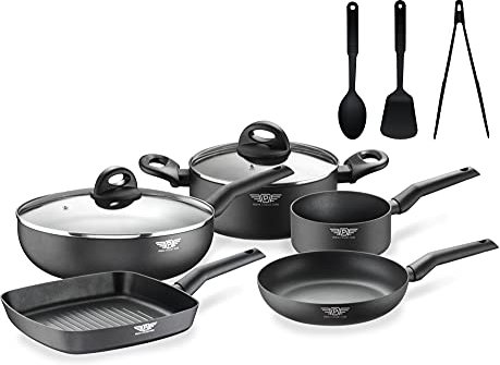 Prima Collection Black Batteria da Cucina 10 Pezzi Antiaderente Induzione