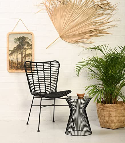Vintagehaus Gartenstuhl Esszimmerstuhl Hacienda Rattan Butterfly In/Outdoor Schwarz