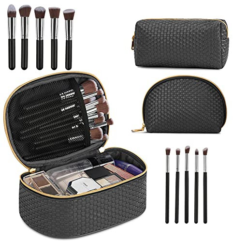 KTMOUW Kosmetiktasche Make Up Tasche Kulturtasche Kulturbeutel Schminktasche für Damen,3-teilig Kulturbeutel Mit Make-up-Pinsel