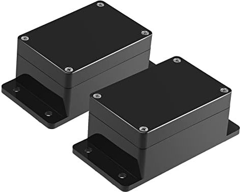 Project Boxes 2pcs with Fixed Ear Therlan DIY IP65 Waterproof Project Enclosure Box small ABS Universal Junction Electronics Boxes Black Project Dustproof Plastic Box Case Indoor Outdoor (100*68*50mm)