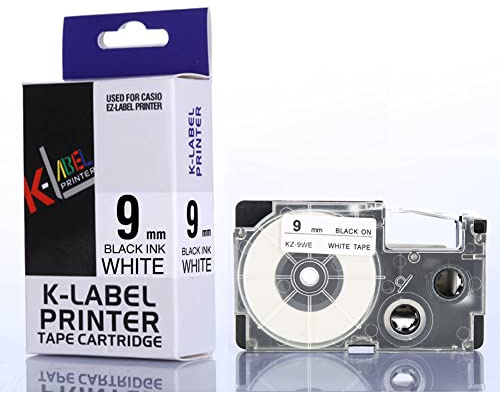 ciciglow 1 X Etikettenbandkassette, 9 Mm Etikettenbandkassette, Kompatibel mit Etikettendrucker KL-780 KL-60 KL-170 KL-120 KL-820 CW-L300 KL-7400 KL-8800(Schwarz auf weiß)