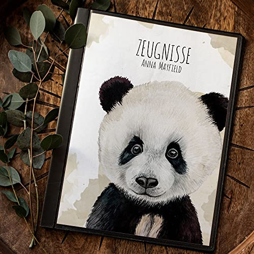 Zeugnismappe mit 10 Folien Pandabär Panda Bär Pandababy Junges Jungtier personalisierbar Schulanfang Schulanfänger Einschulung Wunschname Name zm06 - ausgewählte Größe: *Zeugnismappe 10 Folien*