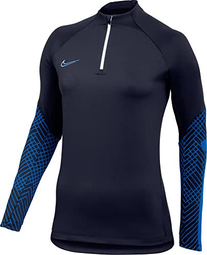 Nike Women's W Nk Df Strk Dril Top K Long Sleeve, Obsidian/Obsidian/Royal Blue/White, S