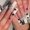 Brishow Coffin Long Crown Press on Nails for Valentine's Day - French Ballerina Acrylic Fake Nails - 24pcs for Women and Girls