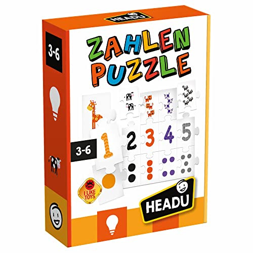 „Zahlenpuzzle – Zahlen und Mengen in der richtigen Reihenfolge erkennen!“: Lernspiel für Kinder im Alter von 3 bis 6 Jahren, deutsche Version (DE52521), Orange