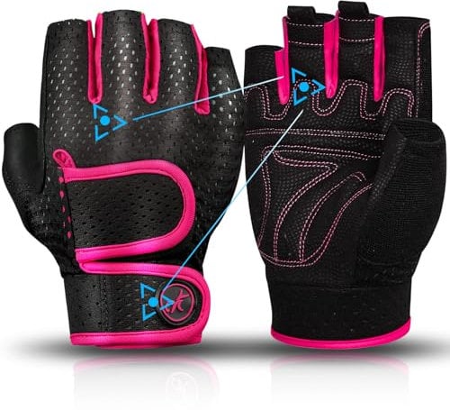 MOREOK Gewichtheber Handschuhe Workout Handschuhe -[3MM Gel] Fitness Handschuhe,Trainingshandschuhe Herren Damen für Krafttraining,Heben, Training, Rudern, Klimmzüge-Rosa-S