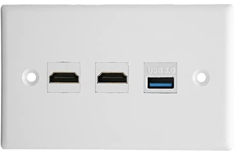 Goshyda 3-Port-Ethernet-Wandplatte, HD-Multimedia-Schnittstellenanschluss USB 3.0, Wandplatte für HDTV-Videoplayer, Projektoren, Computer