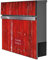 banjado® Briefkasten personalisiert Anthrazit mit Motiv Rote Holzlatten/Briefkasten mit Zeitungsfach 37x37x10,5 cm/Postkasten A4 Einwurf inkl. Montagematerial & 2 Schlüsseln