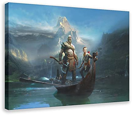 FABIVA God of War Poster Videospiel Poster 17 Leinwand Poster Wandkunst Dekor Druck Bild Gemälde für Wohnzimmer Schlafzimmer Dekoration Rahmen Stil 30 x 45 cm