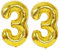 D2D | Party Balloon Zahl 33 XXL in Gold - Größe: 100 cm - Folienballons - Zahlenballons - Geburtstagdeko - Helium Ballons