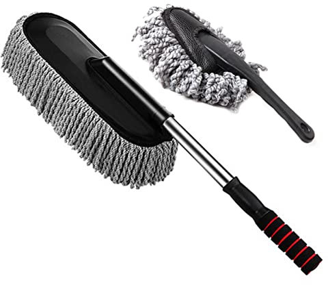 Stronrive Microfibra Extensible, Kit Limpieza del Interior del Coche Microfibra, Mango Extensible, Sin Arañazos, Herramienta Multiusos para Limpiar El Polvo Coches, Motos, Camiones