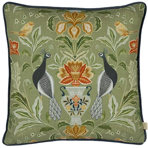Evans Lichfield Chatsworth Peacock Polyester Filled Cushion, Sage, 43 x 43cm