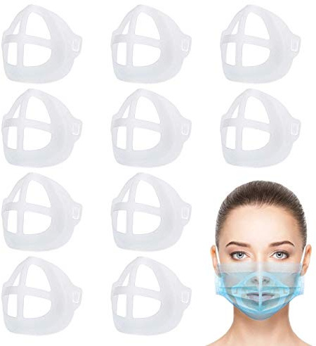 Accrol 10 Pcs 3D Maskenhalterung Maskenhalter, Halterung für Masken, Stützrahmen, Innenkissen für Masken, Lippenstift Schutz Ständer Gesicht