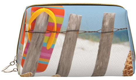 WOWBED Flip Flop bedruckte Reise-Make-up-Tasche tragbare Kosmetiktasche große Kosmetiktasche mit Reißverschluss für Damen und Mädchen, Weiss/opulenter Garten, Einheitsgröße