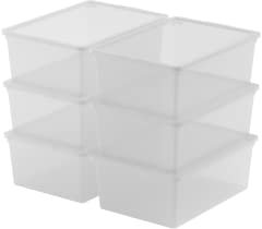 Keter Set di 6 Contenitori in Plastica con Coperchio C Box S, Trasparenti, Ideali per Vestiti, Scarpe e come Portaoggetti, Adatti per Armadi e Garage, 11 L, 37x26x14H cm