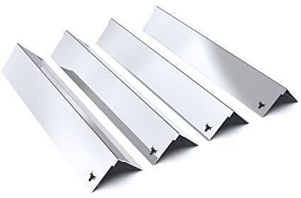 tuning-art GA07 Gasgrill Brennerabdeckung Edelstahl kompatibel mit Napoleon Grill Rogue 525er Freestyle 425er Prestige Pro 500er | Brennerschutz | Passgenau, Farbe:4er Set Chrom Bulle