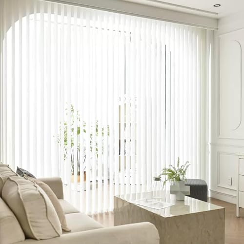 Vertikaljalousie Innen,Vertikale Lamellenvorhänge,Vertikale Jalousien Für Türen Und Fenster 50cm 60cm 70cm 80cm 90cm 100cm 110cm 120cm,Verdunkelnde Vertikale Jalousien,Weiß,W×H-80x200cm/31.5x79in
