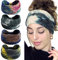 LIHELEI Stirnband Damen Breite, Boho Knot Haarband Krawatte Farbstoff Stirnband für Damen Yoga Sport Haarbänder, Elastische Haarschmuck Turbane-4 Stück
