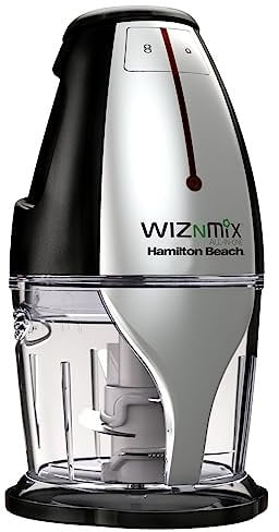 Hamilton Beach Wiz'n'Mix Food Processor, 400W All-in-One with 3 Attachments, 750ml Bowl, Juicer, 3D Multi-Blade, Quiet & Efficient, Dishwasher Safe, Black - HBWM23B