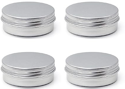 Jitnga Paquete De 4 Tarros Vacíos, Lata De 15 Ml, Tarros De Crema, Tarro De Metal Pequeño Portátil De Viaje Con Tapa De Rosca Para Kit De Almacenamiento De Máscara De Loción De Crema (Plata)