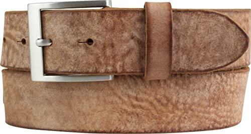 BELTINGER Herren-Gürtel aus weichem Vollrindleder Vintage-Look 4 cm | Jeans-Gürtel für Herren 40mm | Ledergürtel Used-Look | Cognac 125cm