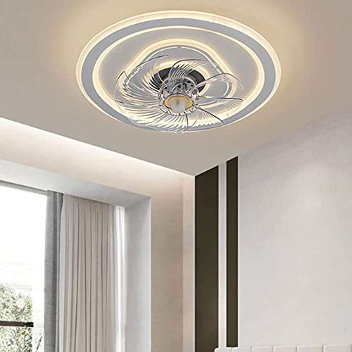 araña moderna, Ventilador de techo moderno con 8 aspas transparentes, luz de techo LED con atenuación de 19,7 pulgadas con ventilador, ventiladores colgantes ultrafinos silenciosos que ahorran energía