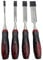 LUMBER JACK 4 Piece Wood Chisel Set Bevel Edge Woodworking Carving Heavy Duty Hand Tools High Carbon Steel Blade 1/4 1/2 3/4 1, WCS4P