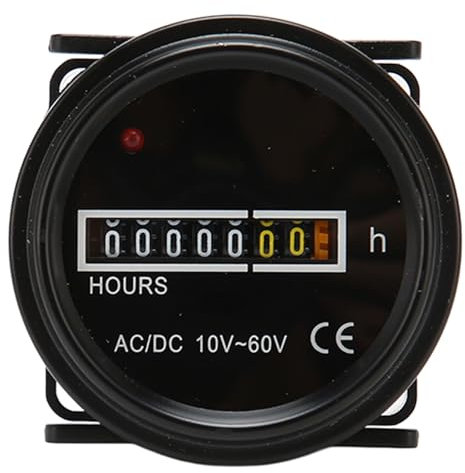 Locadence Compteur Horaire pour Bateau, Compteur Horaire Mécanique Étanche de 2,4 Pouces de Diamètre, Compteur Horaire Rond Portable de Haute Précision pour Bateaux, Voitures,