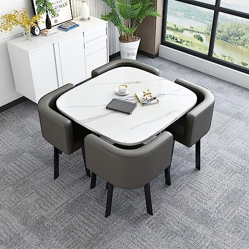 Esstisch-Set für Büro, Business, Hotel-Lobby, Business-Couchtisch, Bürotisch und Stuhl-Set, Freizeit-Tisch und Stuhl-Set, Konferenzraum, Bibliothek, Kino, Cocktailtisch (Farbe: Grau)