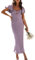 Sommerkleider aus Satin, Flatterärmel, Hochzeitsgästekleider für Damen, Herzausschnitt, Cutout, Raffhalter, Midi-Cocktailkleid, Flieder, Klein