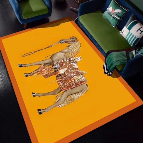 Teppich 3D Stilvolle Ethnische Reitpferde Teppiche Wohnzimmer Große Teppiche Luxus Tierteppiche Schlafzimmer Badezimmer Küche Bodenmatte Fußmatte - Polyester-Soft-Touch, 100 X 150 cm -8R2Q/X5V7-2