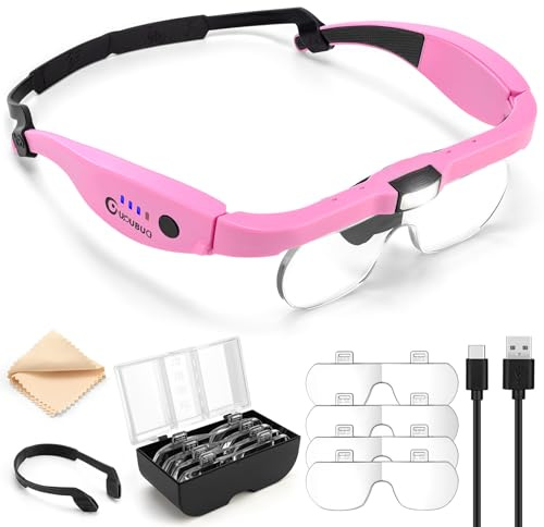 GUOUBUO Magnifying Glass with Light, 1.5X-5.0X Magnifying Glasses 4 Lenses