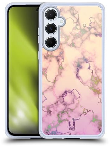 Head Case Designs Lilas Et Crème Marbre Iridescent Coque en Gel [Protection de Qualité Militaire] Compatible avec Samsung Galaxy A55 5G