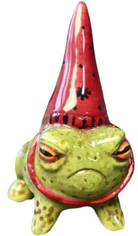 ccuzs Frosch Rasen Ornamente - Harz Zauberer Frosch Ornamente - Outdoor Hof Kunst Skulptur Handgemalt Bonsai Ornament für Miniaturgarten Landschaft Balkon