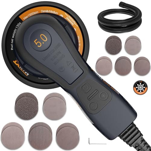 MAXXT 5.0mm Exzenterschleifer Brushless - 150mm&125mm Multifunktions-Schleifmaschine - variabler Geschwindigkeit - 10 Schleifscheiben für Holzarbeiten, Trockenbauschleifen, Polieren