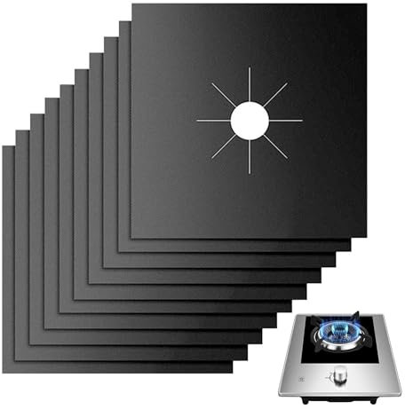 10Pcs Gas Stove Hob Protectors, 27 × 27cm Gas Stove Burner Covers, Non-Stick Stove Cover Reusable Gas Hob Range Protectors for Gas Cookers