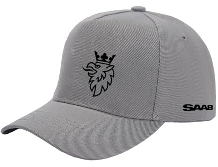 Trucker-Mütze Für Herren Und Damen Bedruckte Performance-Mütze Für SAAB Einfarbig Bequem Baseballkappe Verstellbar Sport-Dad-Mütze Atmungsaktive Snapback-Mütze-Gray||One Size