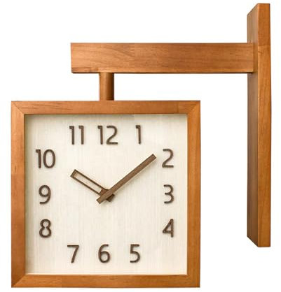 NOENNULL Wanduhr, Geräuschlos, für Wohnzimmer, Einfache Quadratische Doppelseitige Uhr, Dekorative Eckuhr aus Holz, Vintage-Look, Uhr für Schlafzimmer, Küche, Wohnzimmer, Haushalt (Dunkle