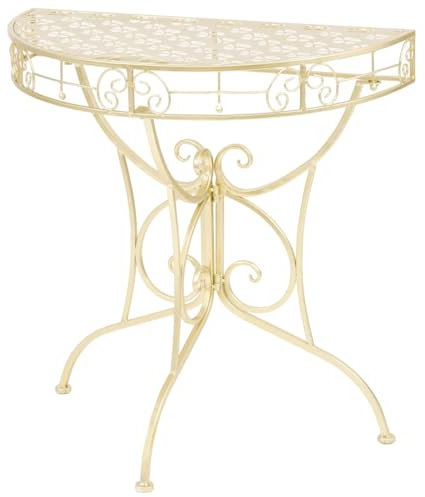Homgoday Beistelltisch Vintage aus Metall, halbrund, 72 x 36 x 74 cm, Gold, moderner Wohnzimmertisch, Couchtisch, für Büro und Schlafzimmer