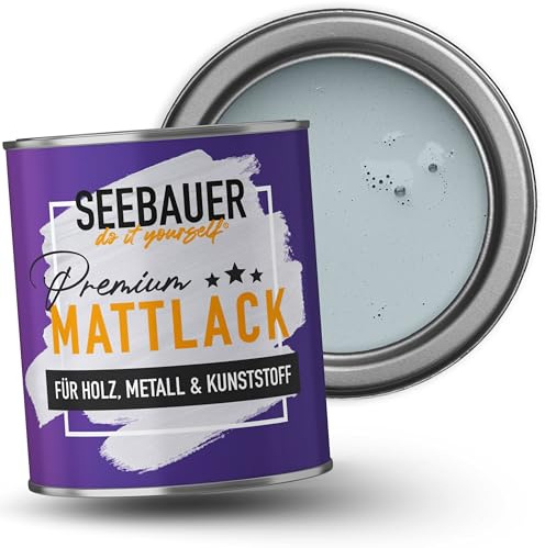 SEEBAUER diy Mattlack Blau 750ml für Innen & Außen (No. 805 Baltic Sea) Möbelfarbe ohne Schleifen - Hybrid-Lack für Holz, Metall, Kunststoff - Holzlack, Möbellack hohe Deckkraft