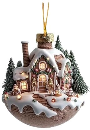 Adorno de Navidad de chocolate caliente – Casas de nieve de Navidad, adornos de taza de chocolate caliente, adornos de acrílico 2D – Decoración de café para árbol de Navidad, casa de campo, fiestas de
