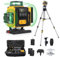 Geevorks Laser Level with Tripod Self Leveling,4D Laser Level 360 Green 16 Lines 3°, Multifunctional LCD Display,Waterproof IP54, with 2x2400mAh Batteries,Remote