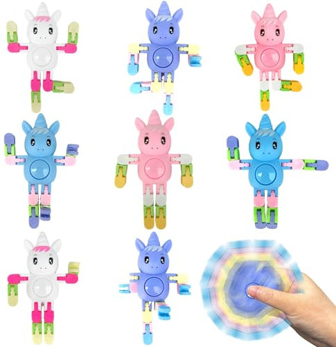 Felicify Fidget Spinner, 8PCS Einhorn Fidget Spinner Spielzeug für Kinder Erwachsene, Transformable Spinner Spielzeug, Finger Spinner Stress Angst Relief, Sensorische Spielzeug für ADHS ADD Autismus