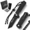 DRACHENADER Einhandmesser mit Button Lock, Tanto-Klinge, Taschenmesser IE-BR, 14C28N Stahl, G10 Griff, Klappmesser mit Clip, Nylon-Tasche für Camping, Vollschwarz
