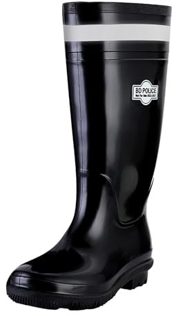 Memmyly Stivaletti da pioggia da donna, impermeabili, in gomma, con imbottitura, stivali in gomma, stivali da pioggia, slip-on stivale, in plastica, impermeabili, da uomo, invernali,, Nero , 43 EU