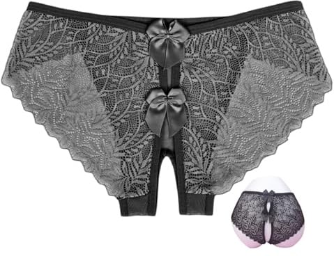 Gliterra Reizwäsche für Sex Damen Unten Offen, Slip Ouvert für Frauen, Tanga Sexy, Erotische Unterwäsche Im Schritt Offen, Dessous für Frau(Schwarz-L)