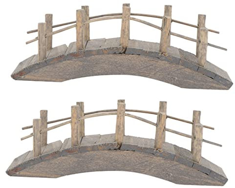 BESPORTBLE 2pcs Miniature Wooden Garden Bridge Garden Archway Planters for Fairy Houses