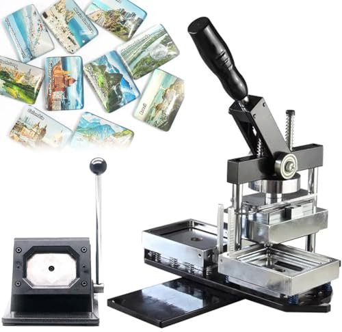 SHENJIA Fridge Magnet Making Machine, DIY Magnetic Printer Kit with Paper Cutter & 200 Pcs Components for Rectangular Button Creation, Ideal for Customizable Fridge Magnets
