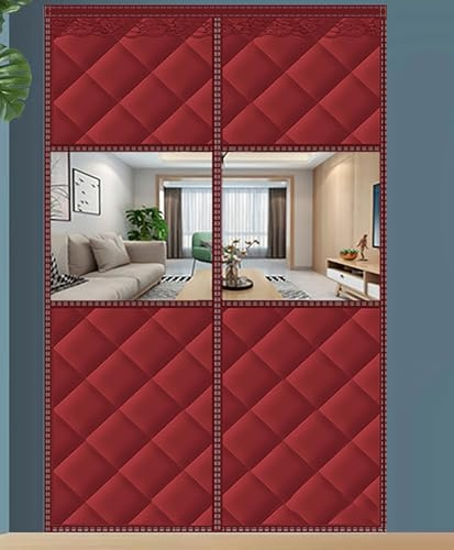 Magnetischer Wärmeschutzvorhang mit Transparentem Fenster,für Türen Verdickter Oxford-Stoff Thermvorhang Tür, Thermovorhang gegen Kälte und Hitze, Kälteschutz, Winddicht (W80*H220cm)